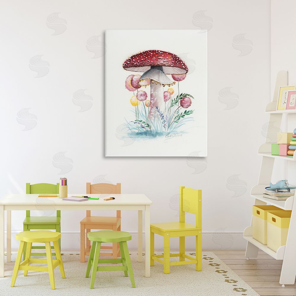 Cady Driver Red Capped Organic Mushroom Canvas Art on Wall