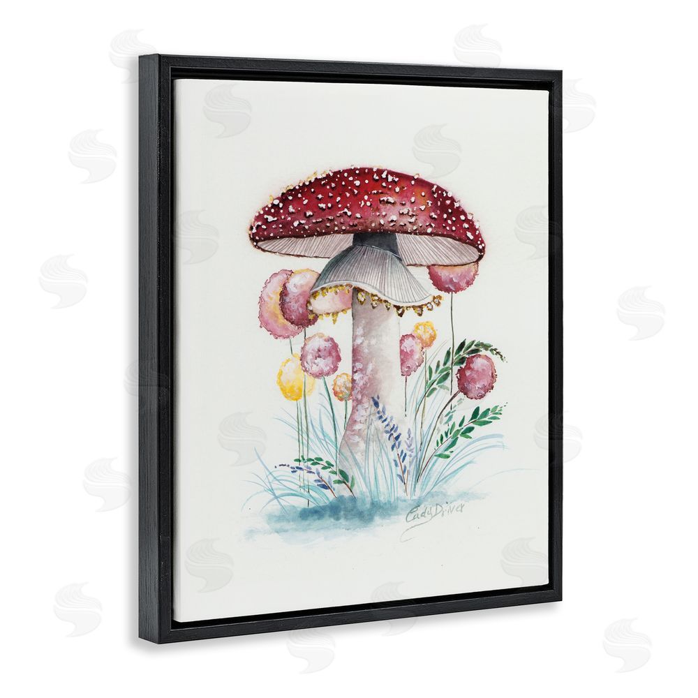 Cady Driver Red Capped Organic Mushroom Black Floating Frame Canvas Wall Art Print