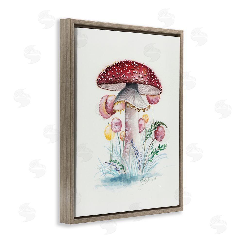 Cady Driver Red Capped Organic Mushroom Brown Floating Frame Canvas Wall Art Print