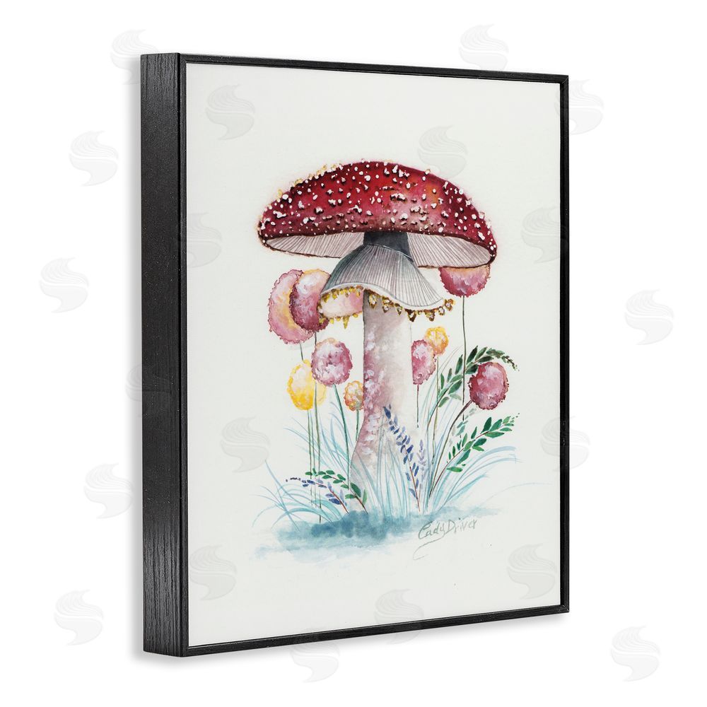 Cady Driver Red Capped Organic Mushroom Black Framed Giclee Wall Art Print