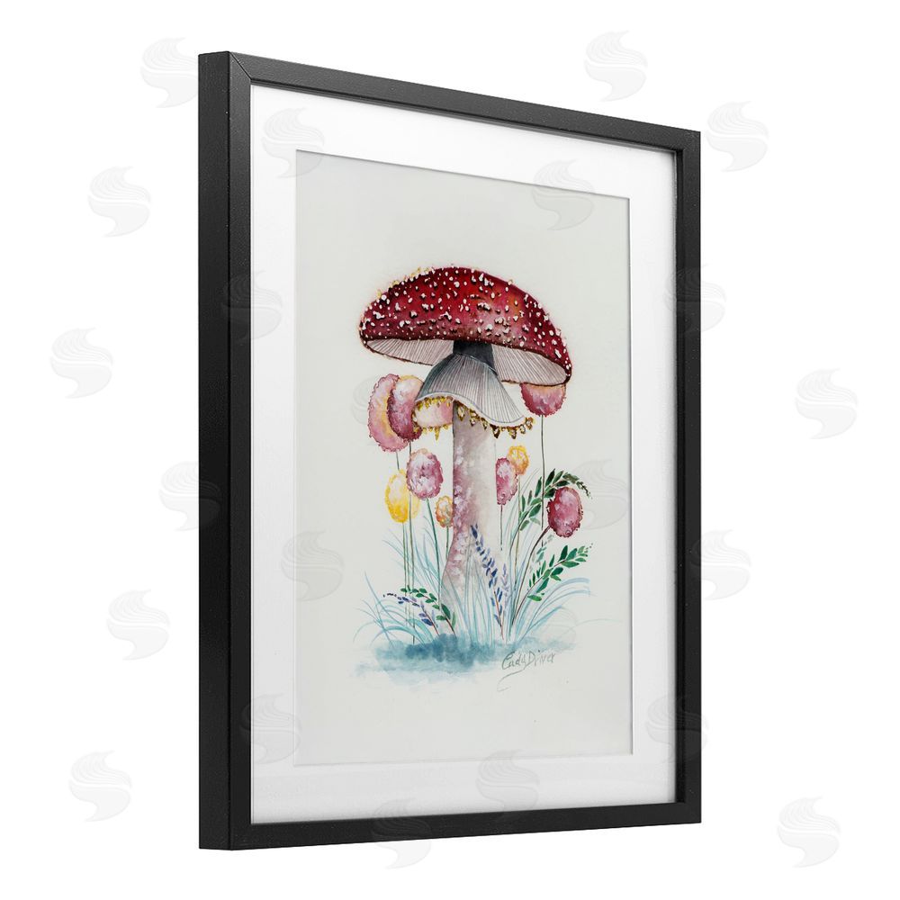 Cady Driver Red Capped Organic Mushroom Black Framed Print Under Glass with White Mat Wall Art