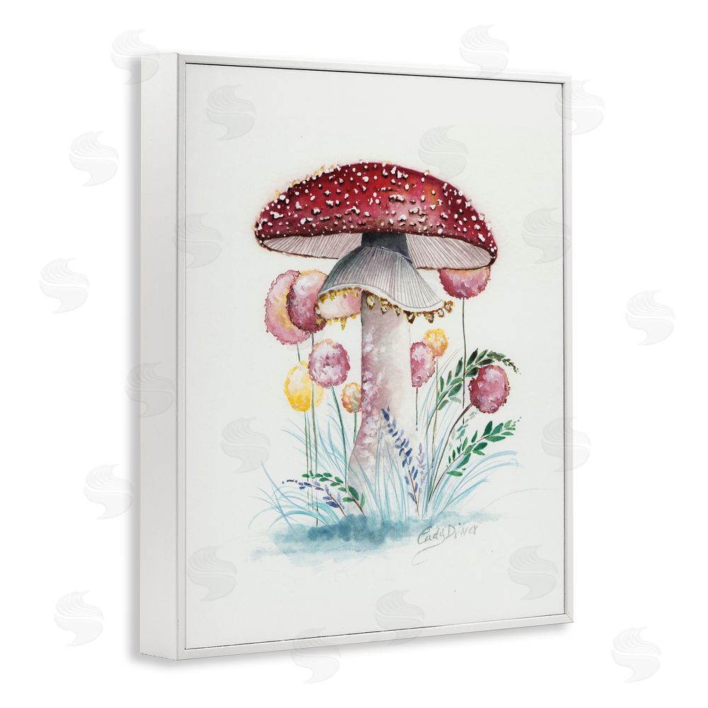 Cady Driver Red Capped Organic Mushroom White Framed Giclee Wall Art Print