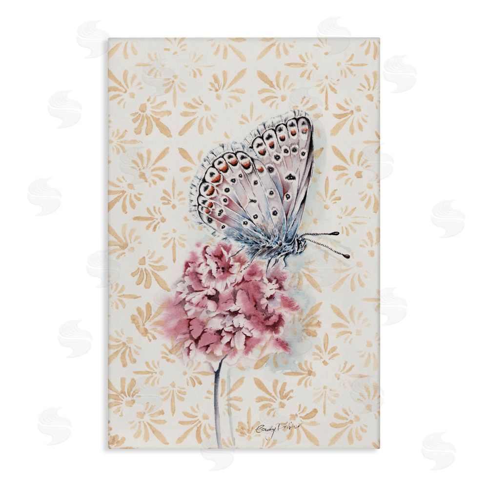 Cady Driver Butterfly & Flower over Pattern Canvas Wall Art Print
