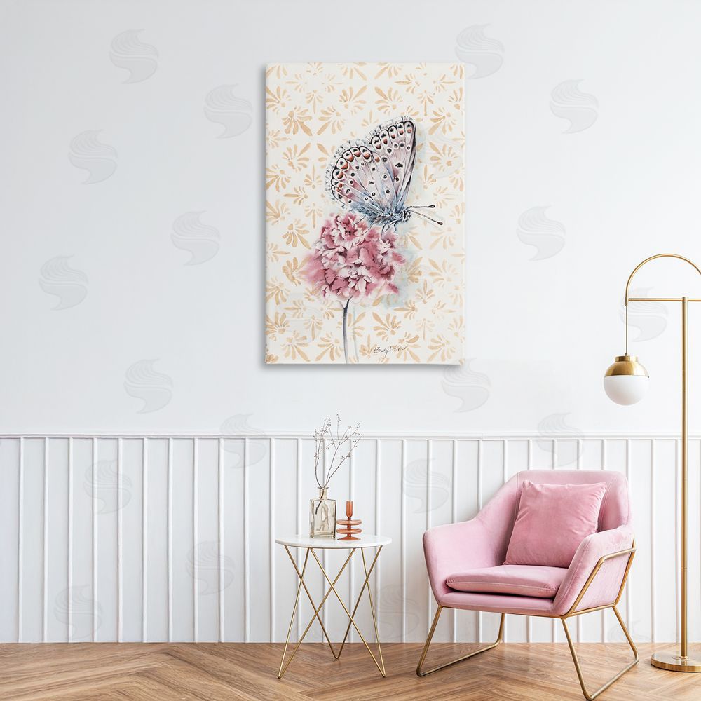 Cady Driver Butterfly & Flower over Pattern Canvas Art on Wall