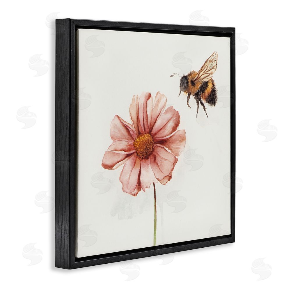 Cady Driver Spring Pollination Bee Black Floating Frame Canvas Wall Art Print