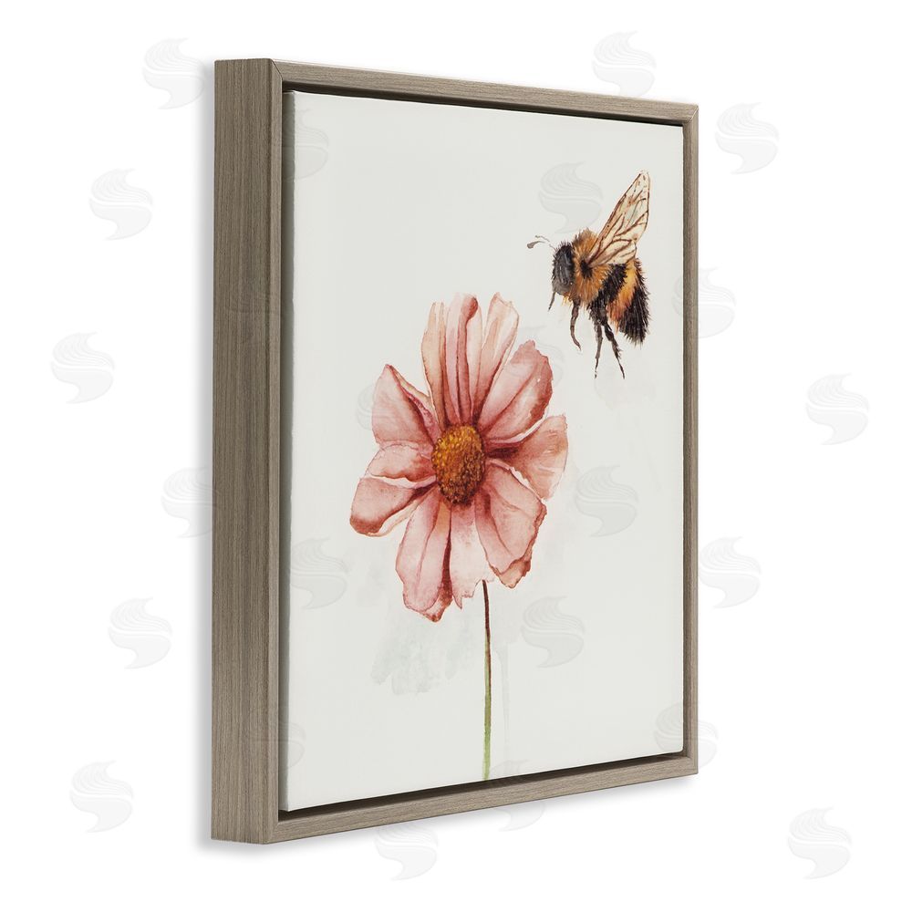 Cady Driver Spring Pollination Bee Brown Floating Frame Canvas Wall Art Print