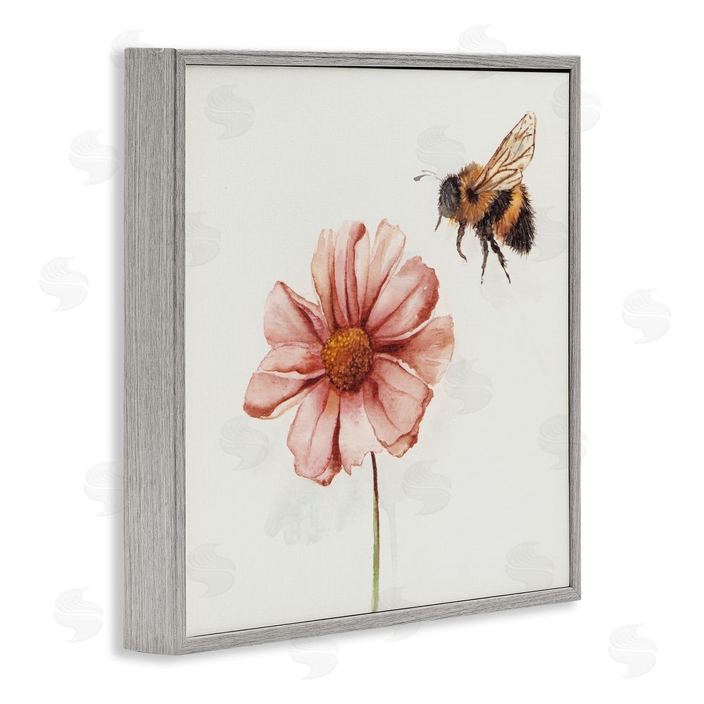 Cady Driver Spring Pollination Bee Gray Framed Giclee Wall Art Print