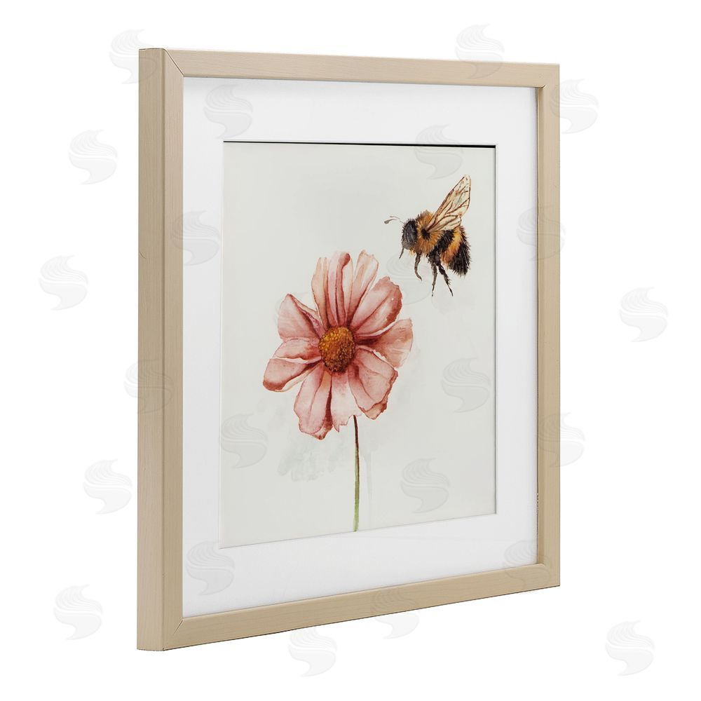 Cady Driver Spring Pollination Bee Birch Framed Print Under Glass with White Mat Wall Art