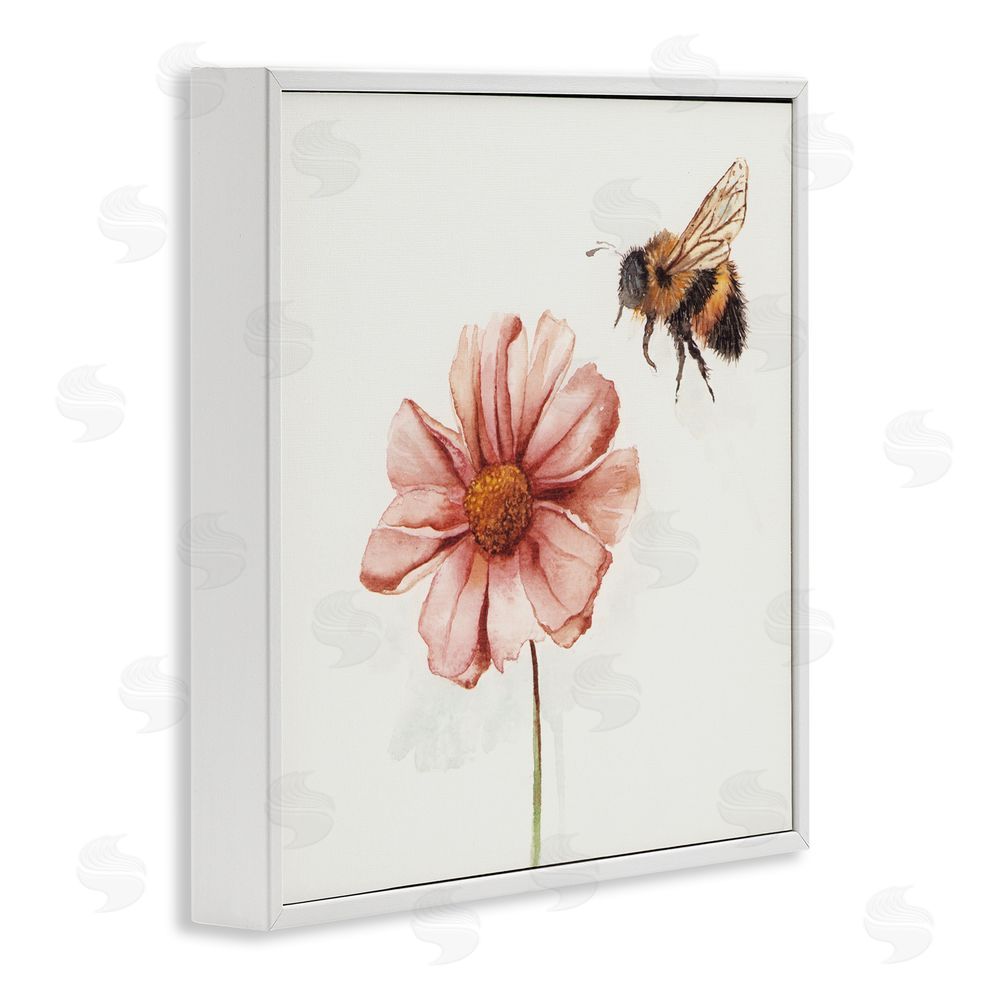 Cady Driver Spring Pollination Bee White Framed Giclee Wall Art Print