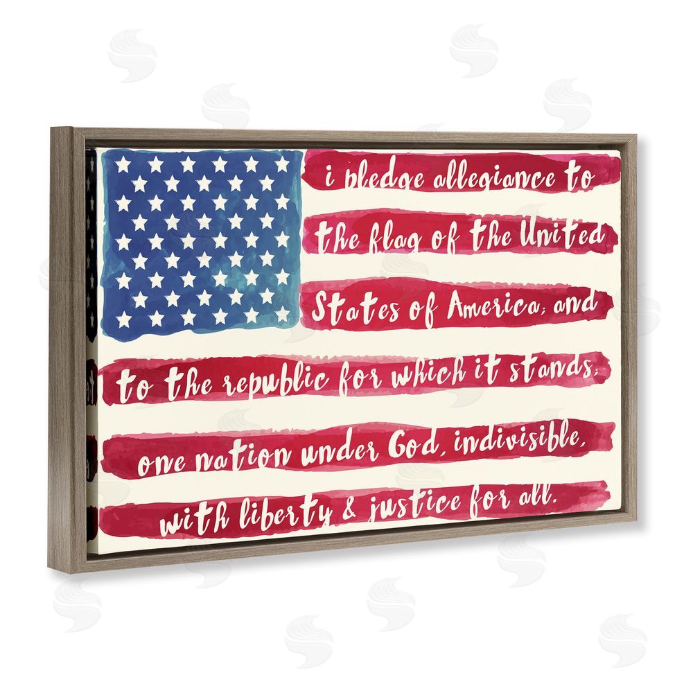 Sophie 6 Pledge Of Allegiance Flag Stripes Brown Floating Frame Canvas Wall Art Print