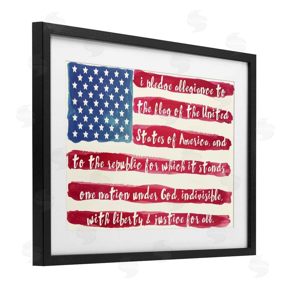 Sophie 6 Pledge Of Allegiance Flag Stripes Black Framed Print Under Glass Wall Art