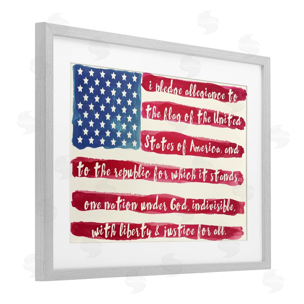 Sophie 6 Pledge Of Allegiance Flag Stripes Gray Framed Print Under Glass Wall Art