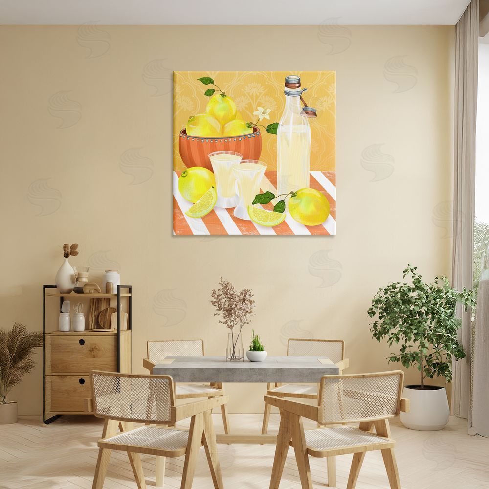 Lori Mosley Cocktail Lemons Fruit Bowl Stretched Canvas Wall Art in Room