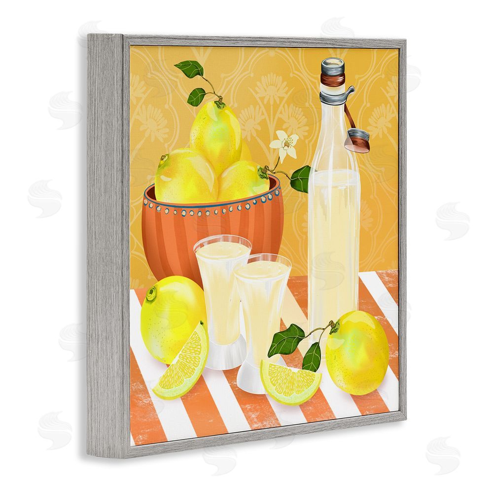 Lori Mosley Cocktail Lemons Fruit Bowl Gray Framed Giclee Wall Art Print
