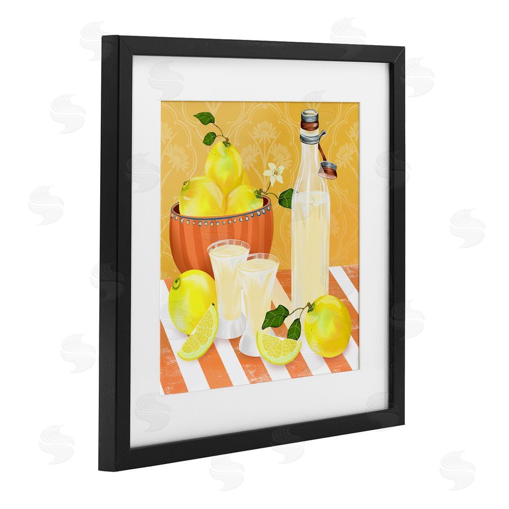 Lori Mosley Cocktail Lemons Fruit Bowl Black Framed Print Under Glass Wall Art