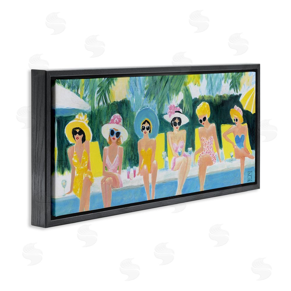 Sara Culpepper Besties By The Pool Black Floating Frame Canvas Wall Art Print