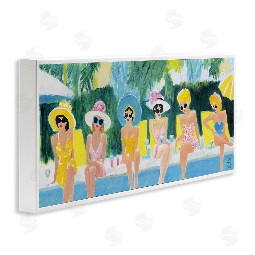 Sara Culpepper Besties By The Pool White Framed Giclee Wall Art Print