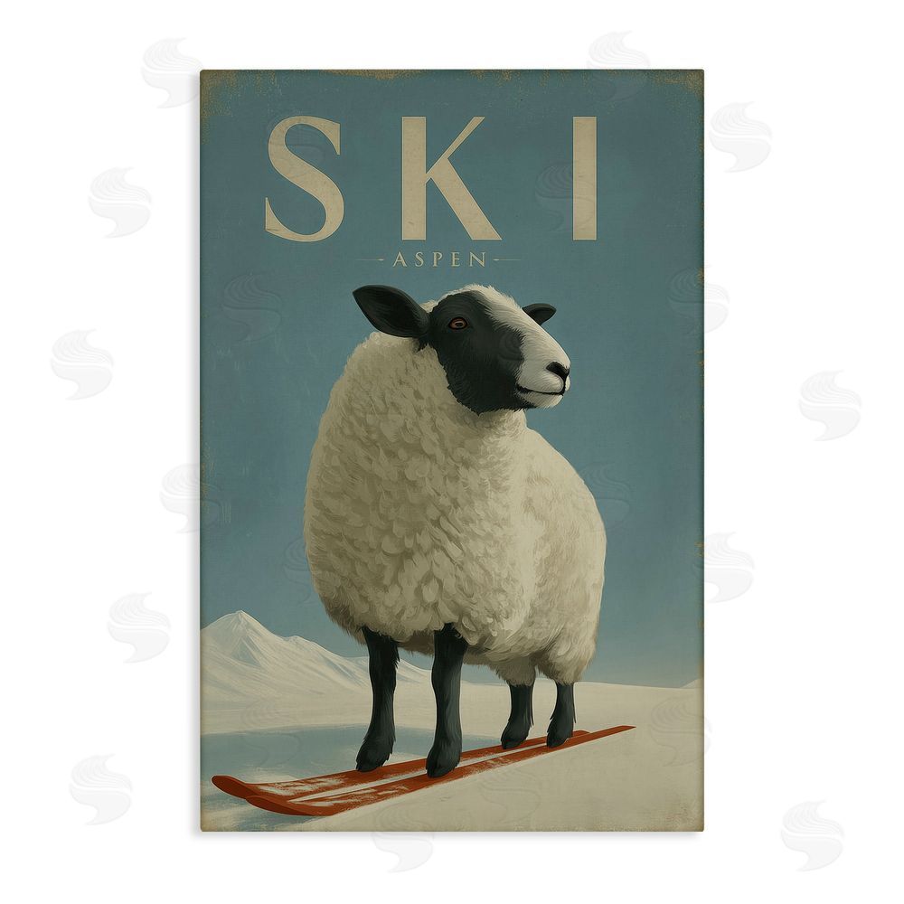Annabelle Hall Ski Aspen Sheep Canvas Wall Art Print
