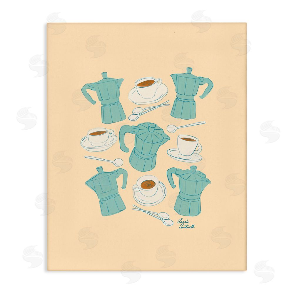 Carrie Cantwell Espresso & Moka Pots Canvas Wall Art Print