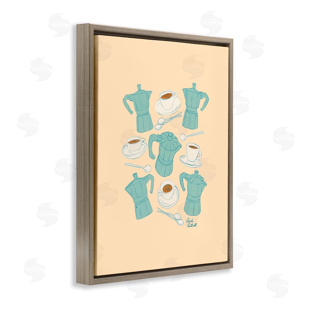 Carrie Cantwell Espresso & Moka Pots Brown Floating Frame Canvas Wall Art Print