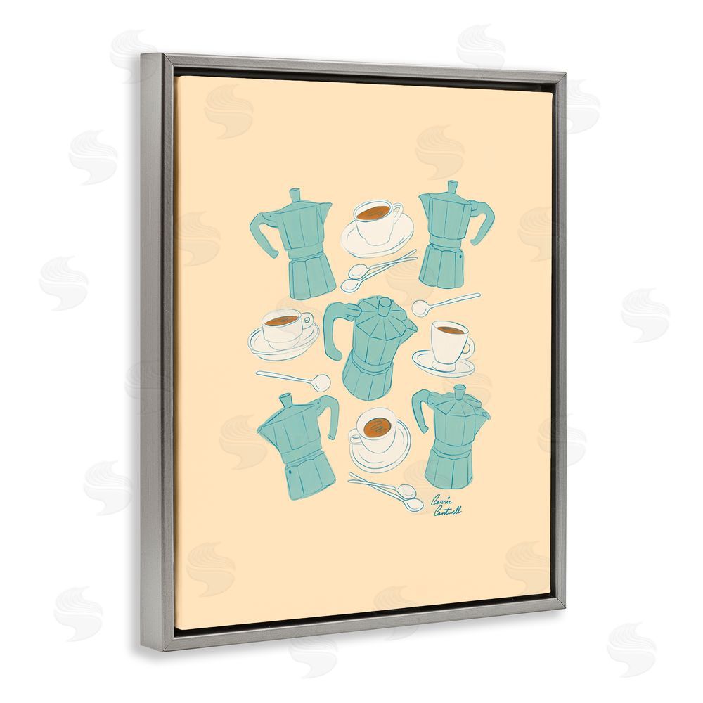 Carrie Cantwell Espresso & Moka Pots Gray Floating Frame Canvas Wall Art Print