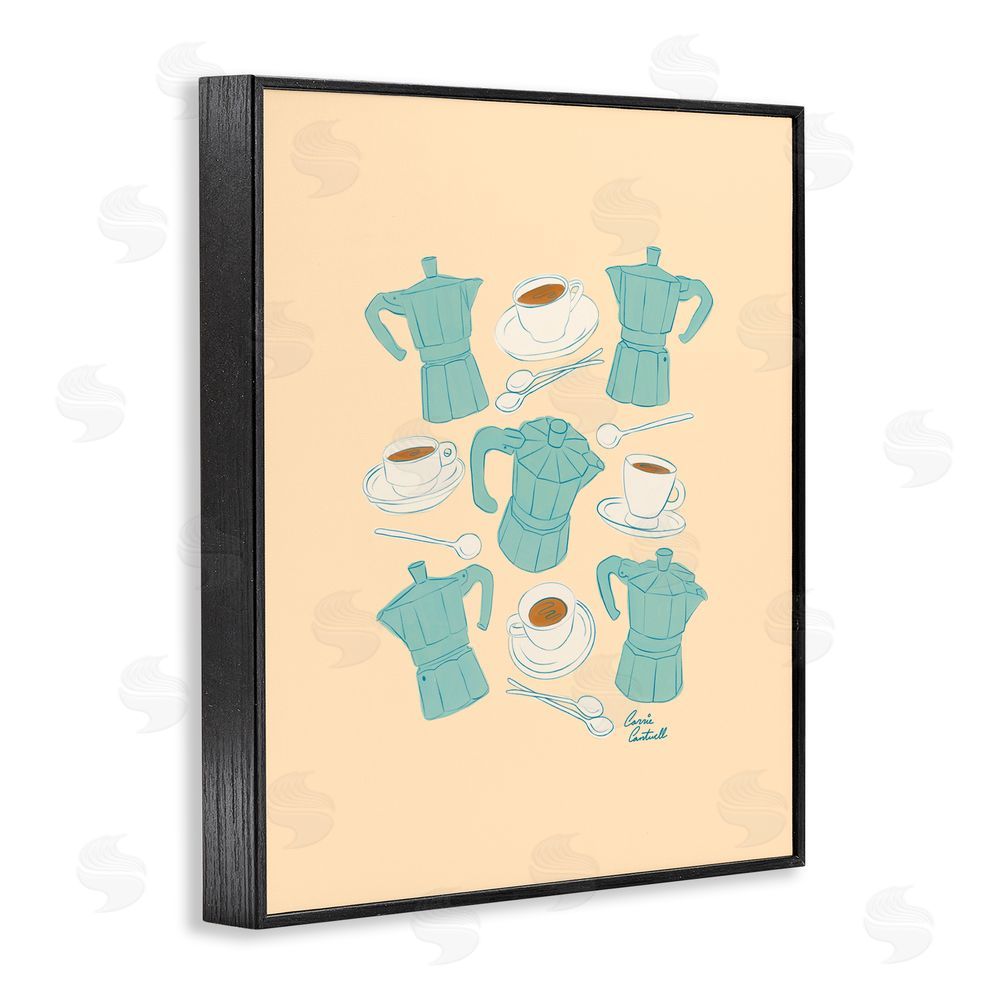 Carrie Cantwell Espresso & Moka Pots Black Framed Giclee Wall Art Print