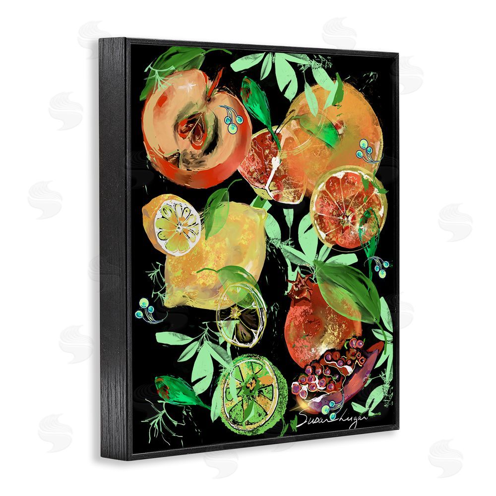Susan Lugar Fruit Medley Combo Black Framed Giclee Wall Art Print