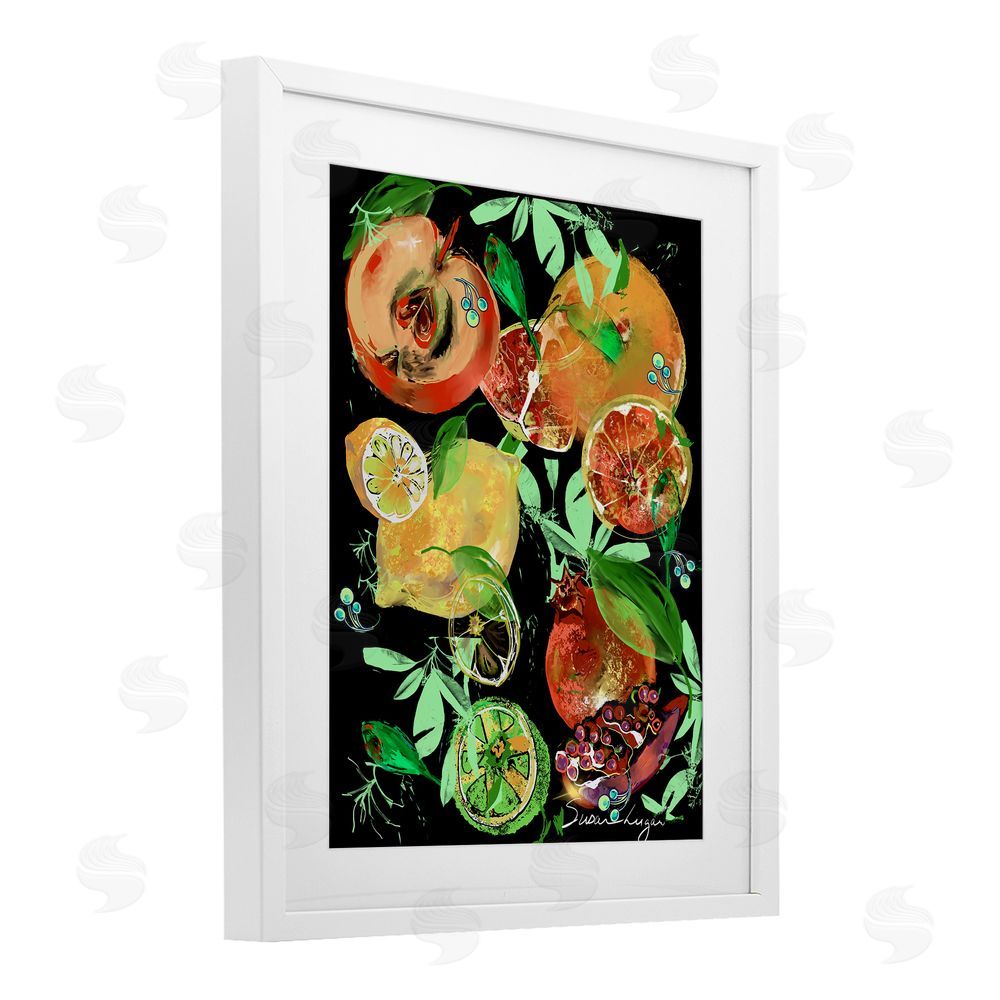Susan Lugar Fruit Medley Combo White Framed Print Under Glass Wall Art
