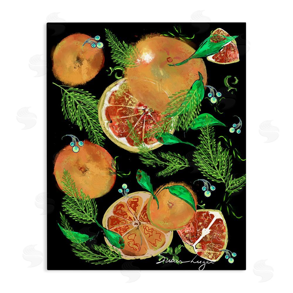 Susan Lugar Grapefruit & Ferns Medley Canvas Wall Art Print