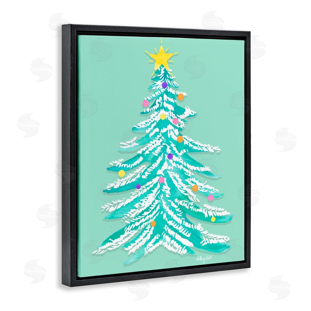 Hillary Holt Pastel Christmas Tree Whimsy Black Floating Frame Canvas Wall Art Print