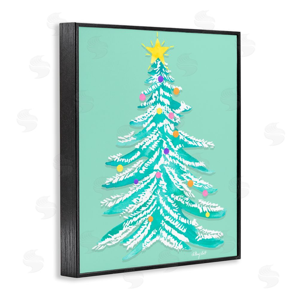 Hillary Holt Pastel Christmas Tree Whimsy Black Framed Giclee Wall Art Print