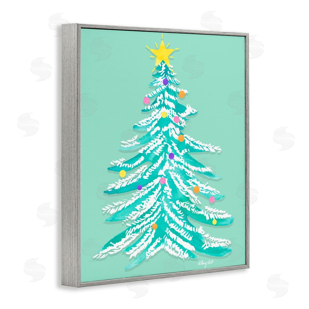 Hillary Holt Pastel Christmas Tree Whimsy Gray Framed Giclee Wall Art Print