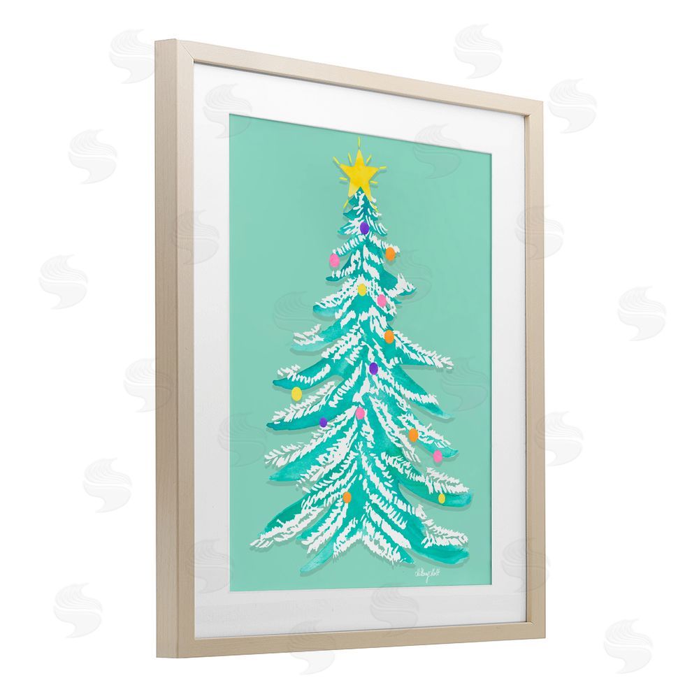 Hillary Holt Pastel Christmas Tree Whimsy Birch Framed Print Under Glass with White Mat Wall Art