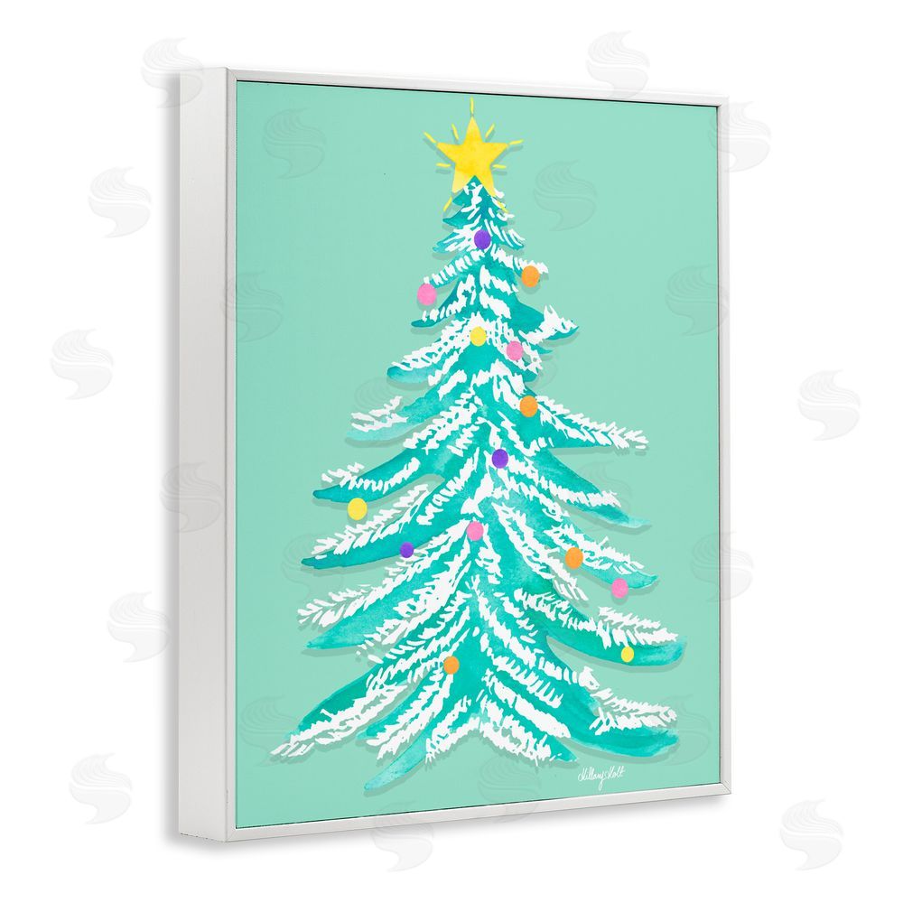 Hillary Holt Pastel Christmas Tree Whimsy White Framed Giclee Wall Art Print