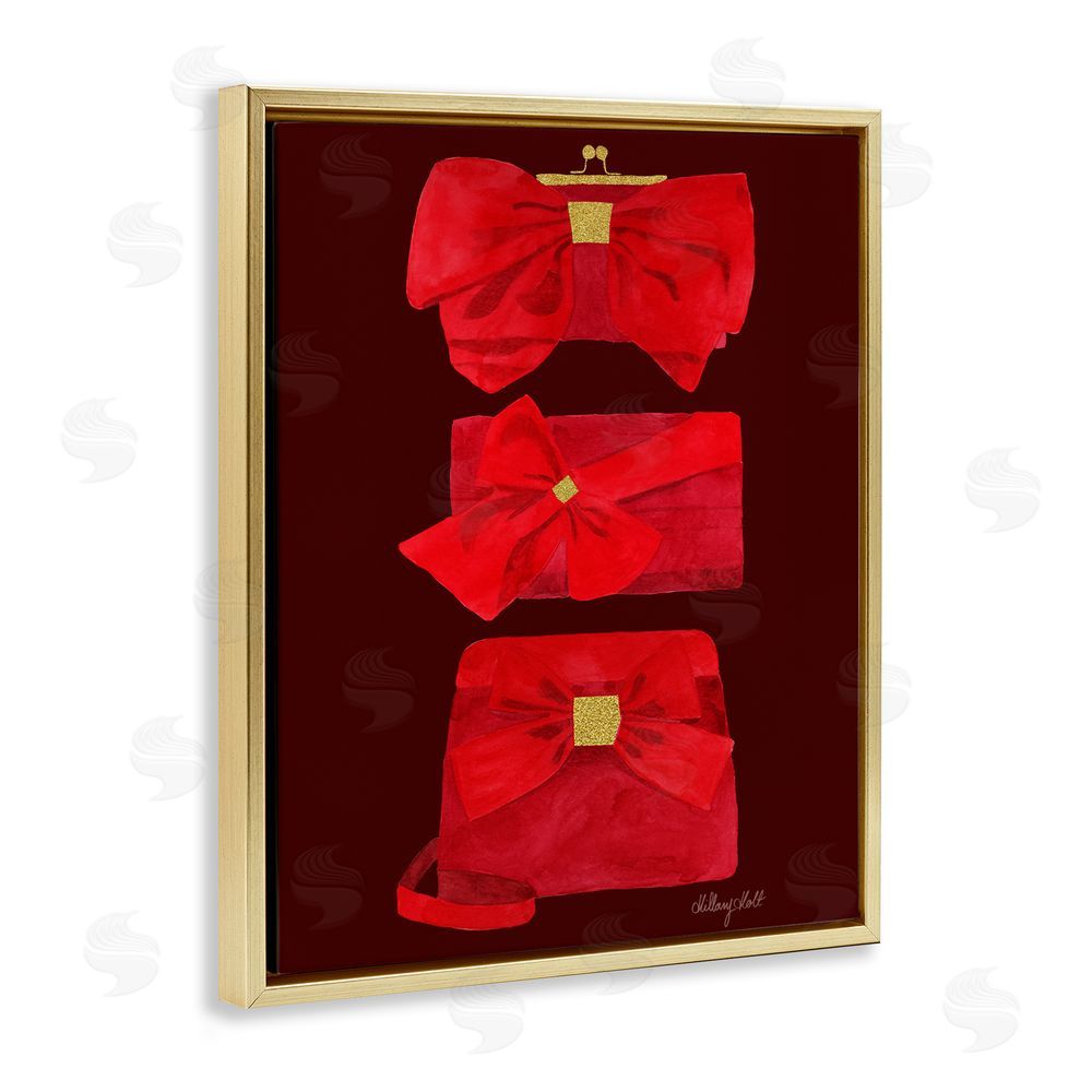 Hillary Holt Ruby Red Clutches Gold Floating Frame Canvas Wall Art Print