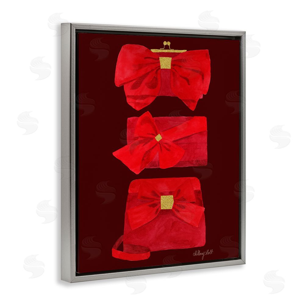 Hillary Holt Ruby Red Clutches Gray Floating Frame Canvas Wall Art Print