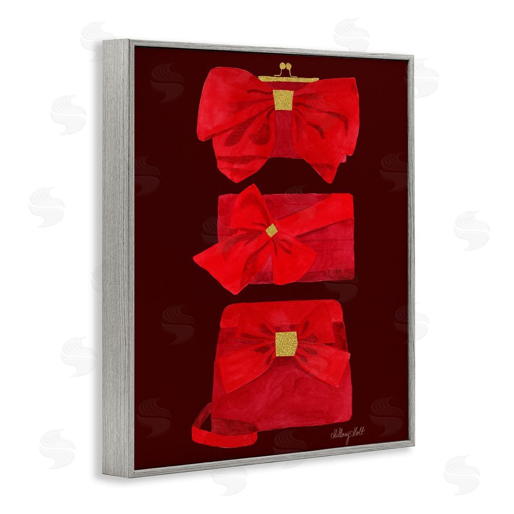 Hillary Holt Ruby Red Clutches Gray Framed Giclee Wall Art Print