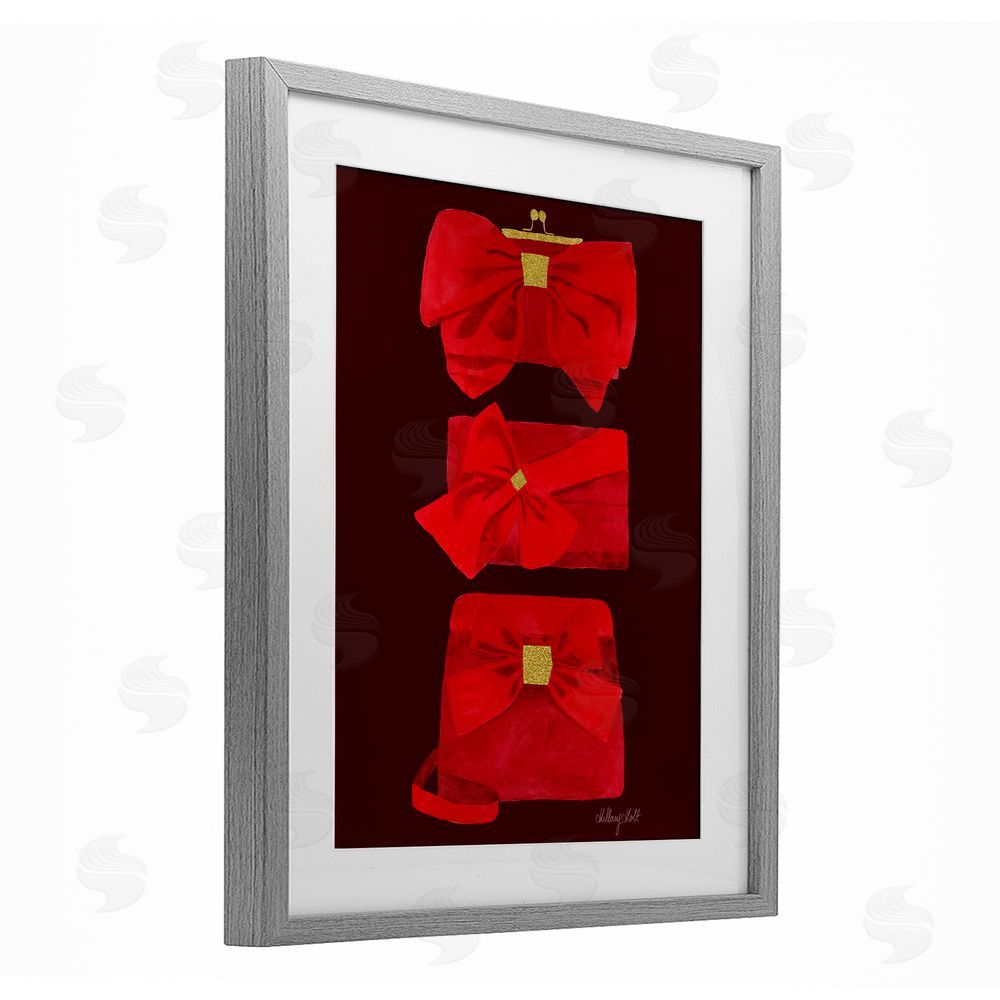 Hillary Holt Ruby Red Clutches Gray Framed Print Under Glass with White Mat Wall Art