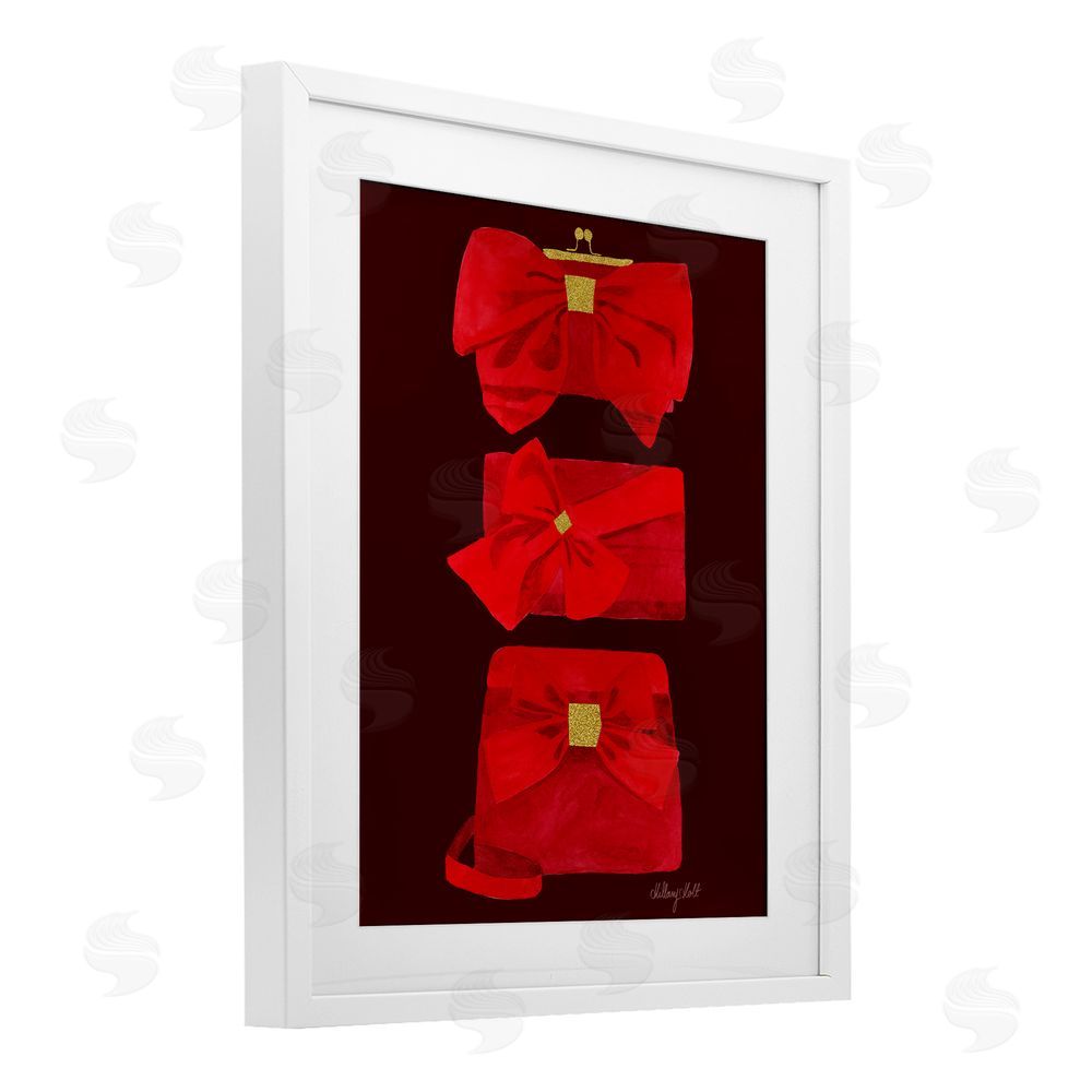 Hillary Holt Ruby Red Clutches White Framed Print Under Glass with Mat Wall Art
