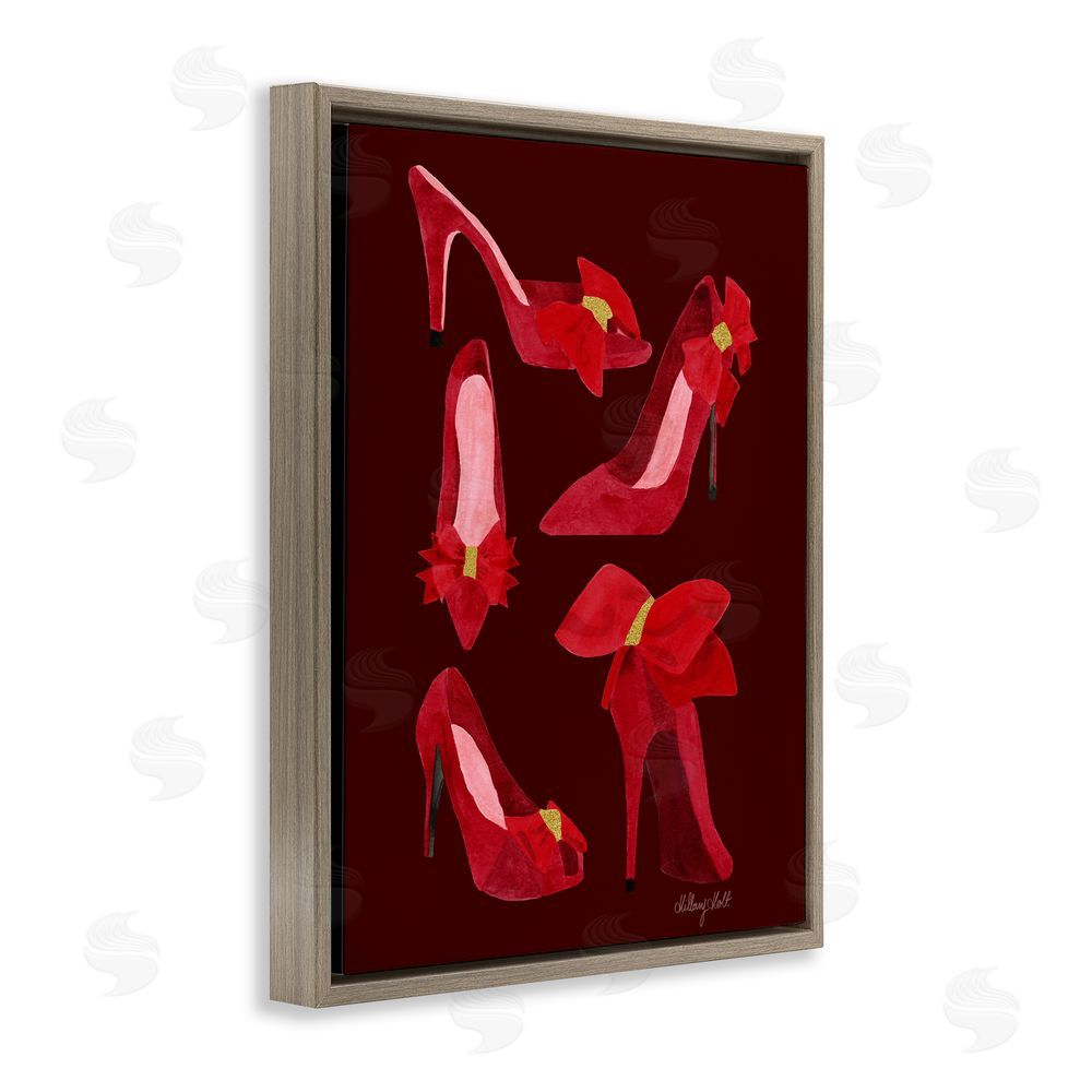Hillary Holt Ruby Red Shoes Brown Floating Frame Canvas Wall Art Print