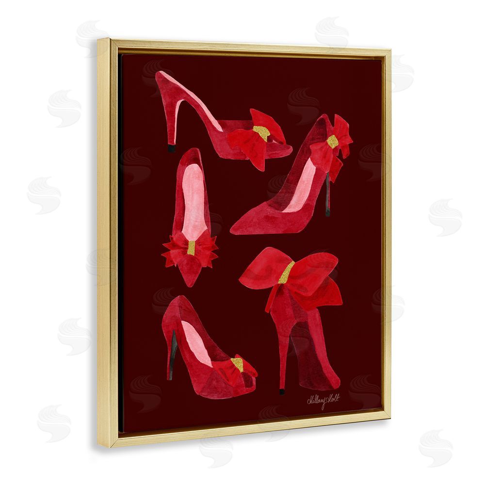 Hillary Holt Ruby Red Shoes Gold Floating Frame Canvas Wall Art Print