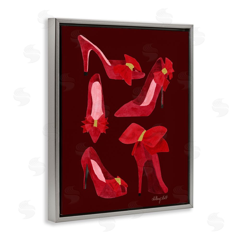Hillary Holt Ruby Red Shoes Gray Floating Frame Canvas Wall Art Print