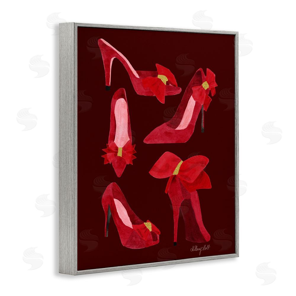 Hillary Holt Ruby Red Shoes Gray Framed Giclee Wall Art Print