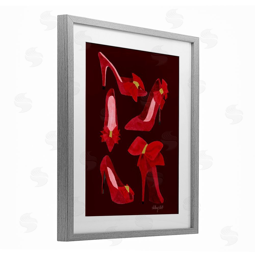 Hillary Holt Ruby Red Shoes Gray Framed Print Under Glass with White Mat Wall Art