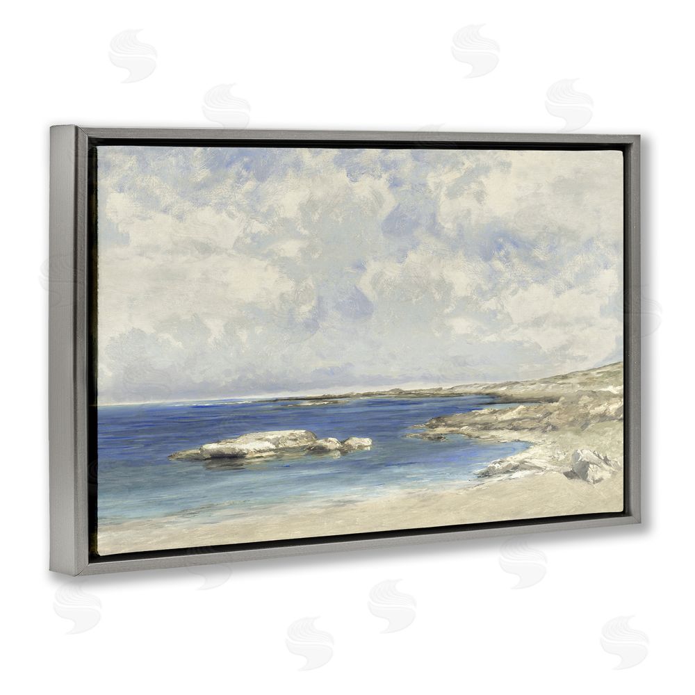 Christy McKee Pond At Morning Gray Floating Frame Canvas Wall Art Print