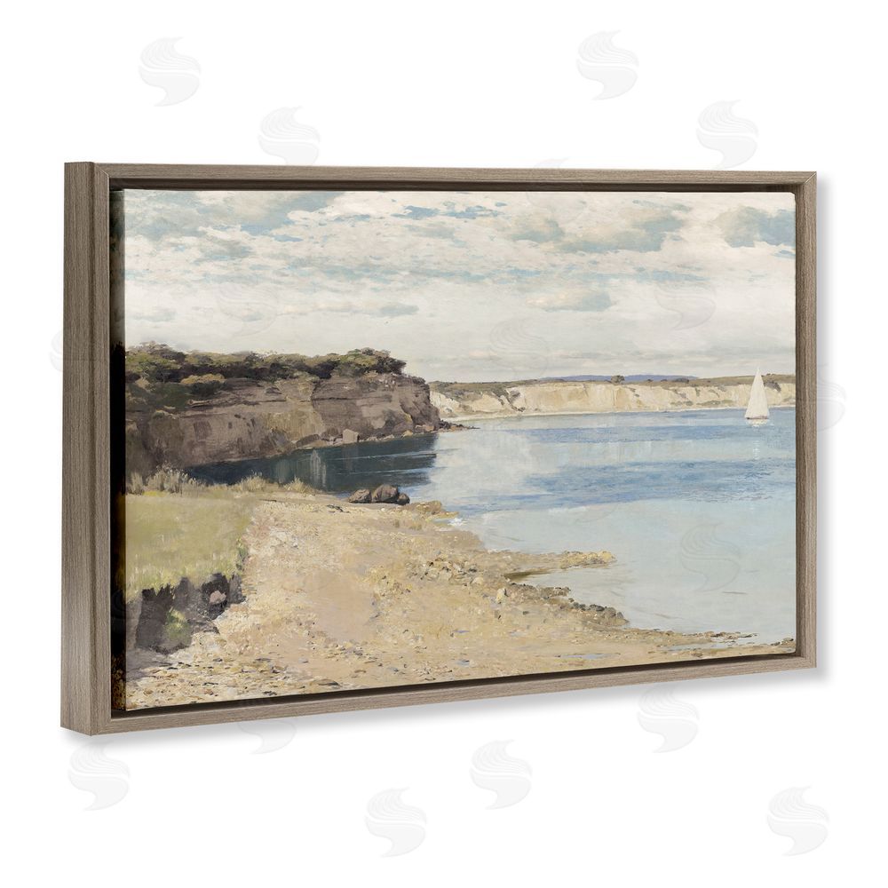 Christy McKee Set Sail Peaceful Cove Brown Floating Frame Canvas Wall Art Print