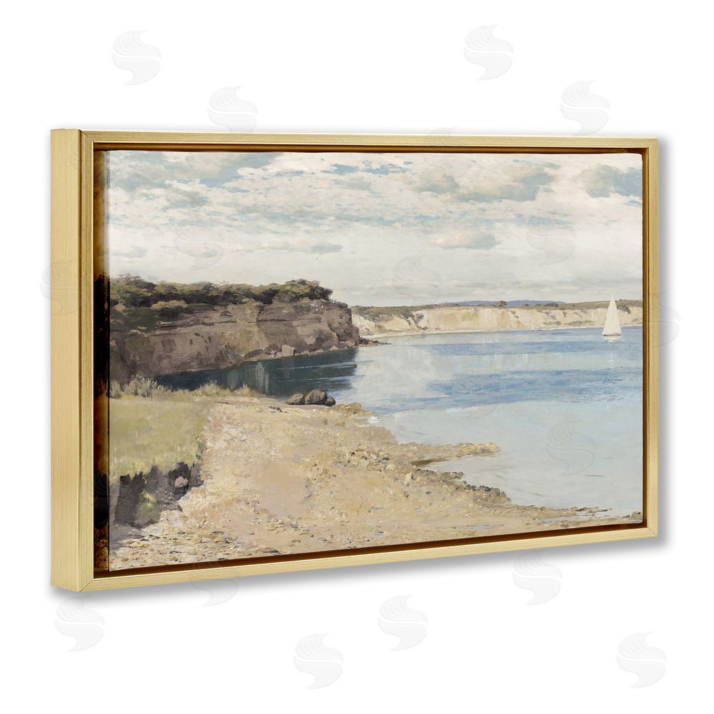 Christy McKee Set Sail Peaceful Cove Gold Floating Frame Canvas Wall Art Print