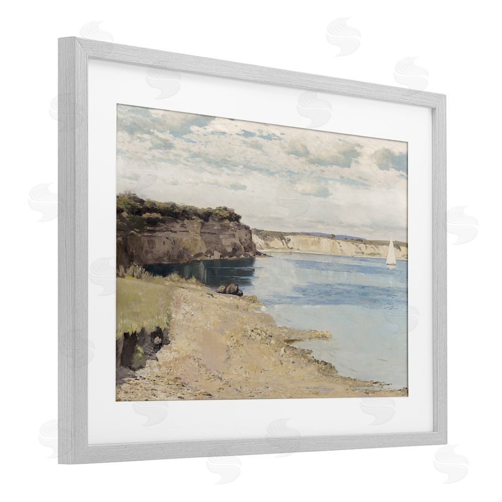 Christy McKee Set Sail Peaceful Cove Gray Framed Print Under Glass Wall Art