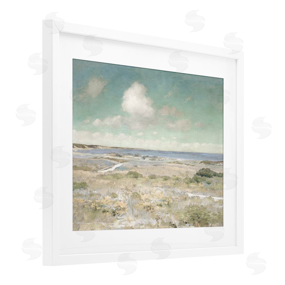 Christy McKee Water View with Clouds White Framed Print Under Glass Wall Art