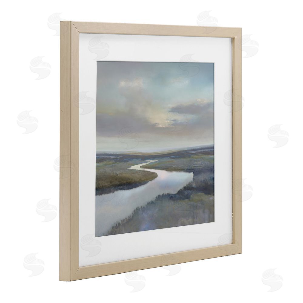 Christy McKee Calm Riverbend in Greys Brown Framed Print Under Glass Wall Art